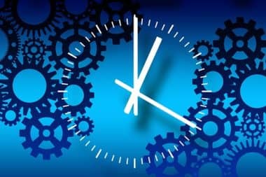 clock and cogs graphic representing time spent in claims adjudication process