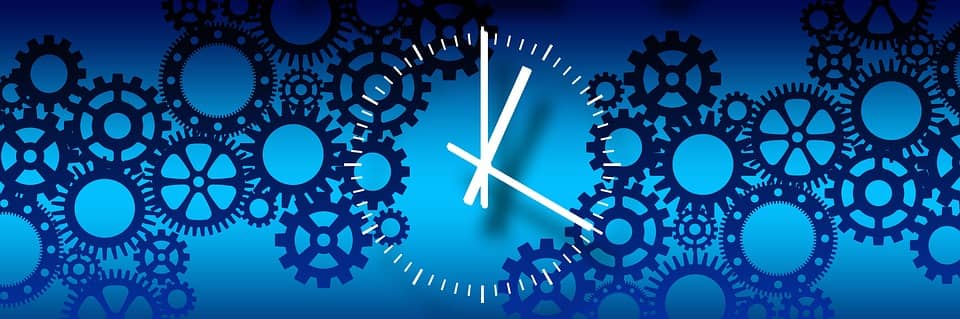 clock and cogs graphic representing time spent in claims adjudication process