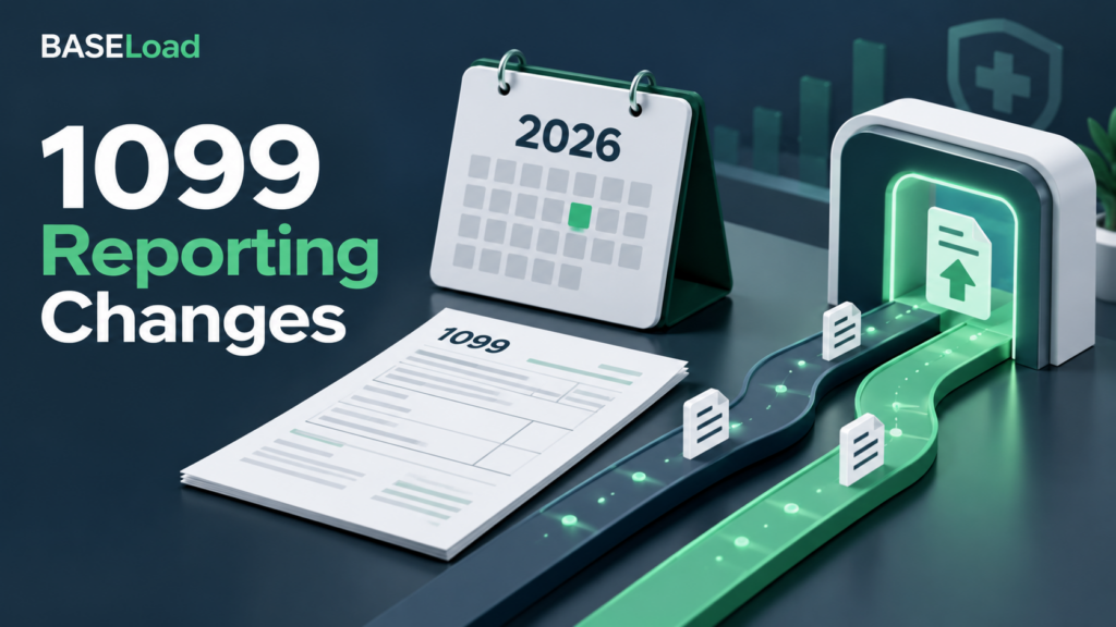 2026 calendar and tax reporting documents illustrating changes in IRS 1099 reporting